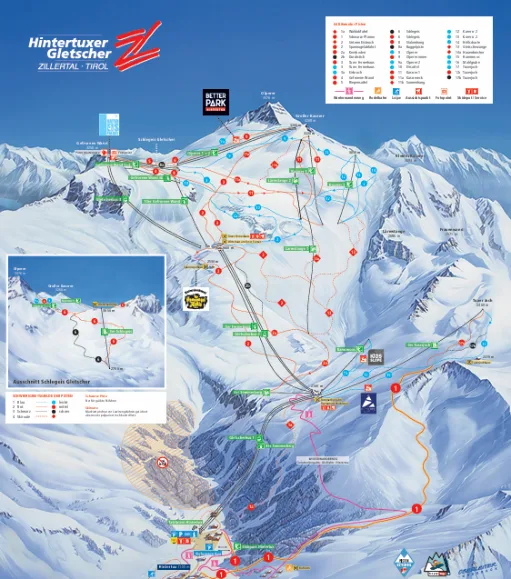 Mapa sjezdovek – Hintertux