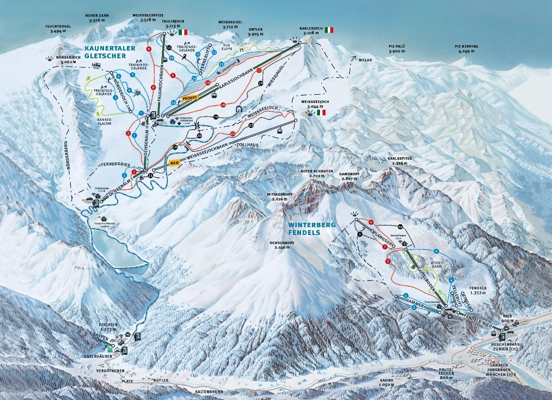 Mapa sjezdovek – Kaunertal