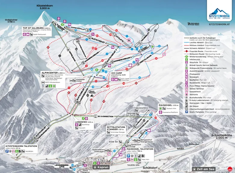 Mapa sjezdovek – Kitzsteinhorn